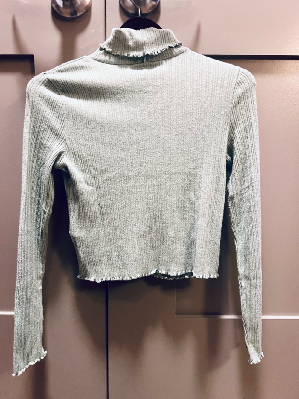 Madewell Sage Ribbed Mock Neck Cropped Sweater - Picture 4 of 8